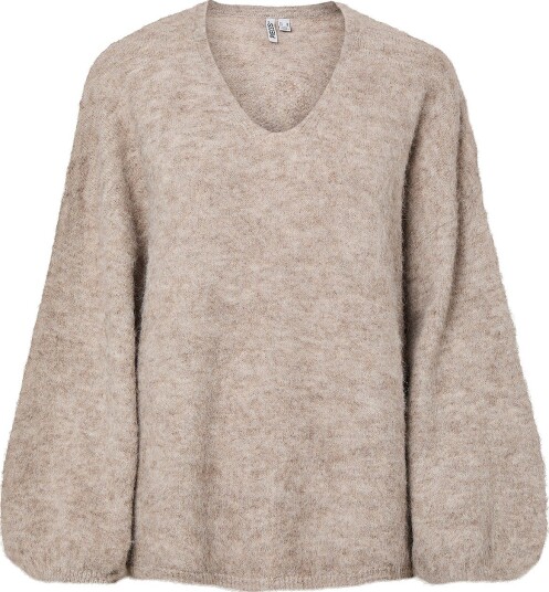 pieces Genser Pcallie Ls V Neck Knit Mwa Bc Grå