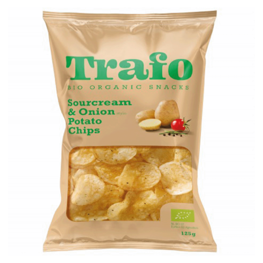 Trafo sourcream & onion potato chips 125 gr Trafo sourcream & onion potato chips 125 gr