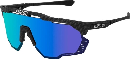 Scicon Aeroshade Kunken sykkelbriller Matte Carbon Multimirror Blue