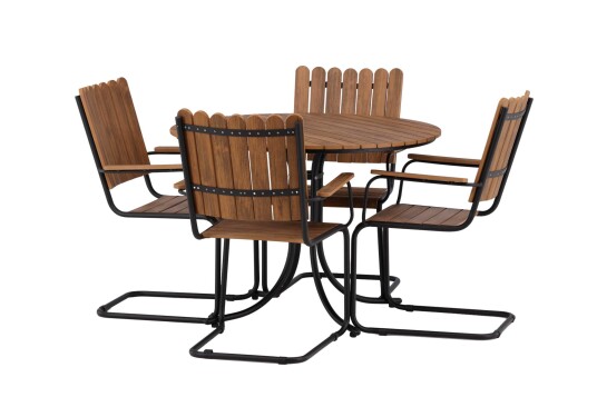 Venture Design Holmsund spisegruppe Teak/svart Natur Venture Design Holmsund spisegruppe Teak/svart Natur