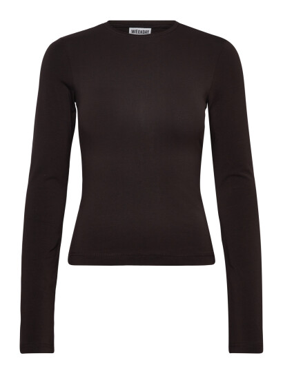Weekday Long Sleeve Cotton Top Brown XXS Weekday Long Sleeve Cotton Top Brown XXS