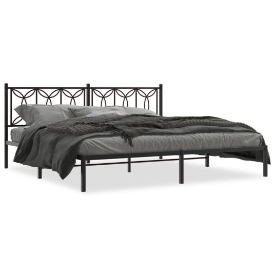  Sengeramme i metall med sengegavl svart 193x203 cm 8721102643972