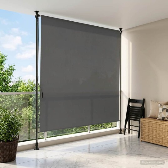 Utendørs Rullegardin Lysegrå 100 x 270 cm