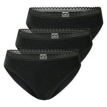 Schiesser Truser 3P Modern Lace Rio Briefs Svart bomull 38 Dame