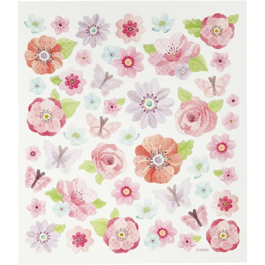 Creativ Company Klistremerker Rosa vårblomster 1 ark