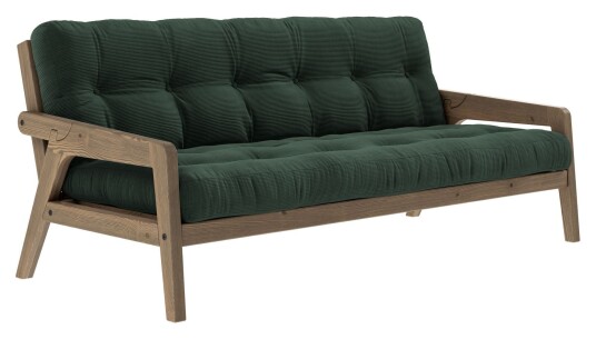 Karup Design Grab Sovesofa, Brunlakkert furu, Seaweed fløyel 1727941-01-0 1727941-11-0