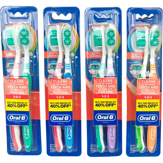 ORAL B Tannbørster 2 stk. 1 2 3 Cavity Defence Medium
