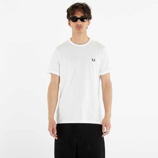 Fred Perry Ringer Crew Neck Tee White Fred Perry Ringer Crew Neck Tee White