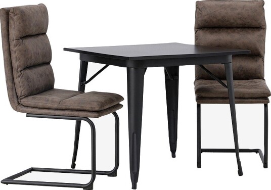 Venture Home Spisegruppe Tempe med 2 stk stoler Zizo Svart