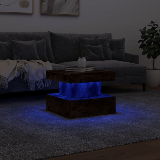  Salongbord med LED-lys sonoma røkt eik 50x50x40 cm 8721012466135