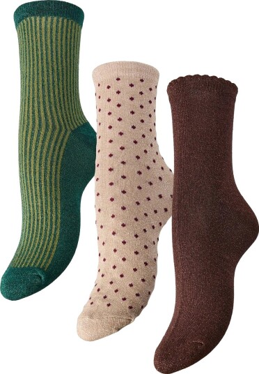 Pieces Pcsebby Glitter Socks 3 Pack Box Bc Mxm   NATURAL   One Size