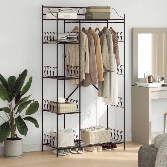 vidaXL Åpen Garderobe med hylle Svart 101 x 43 x 188 cm Stål