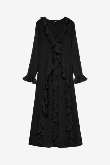 Vero Moda - Maxikjole vmHolly LS Flounce Ankle Dress Wvn - Svart
