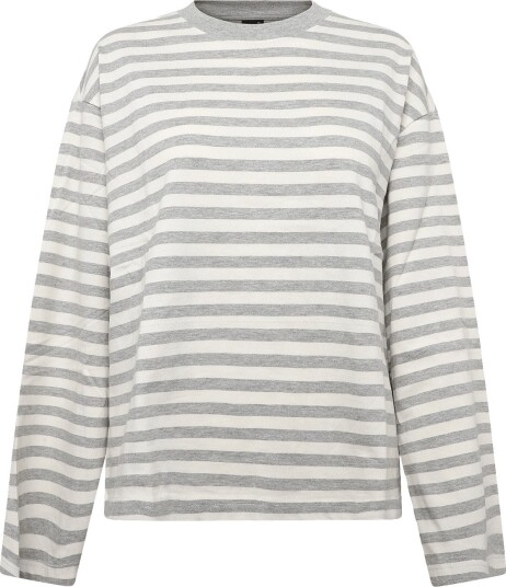 Gina Tricot Stripe Long Sleeve Tee LT GREY MEL STRIPE S