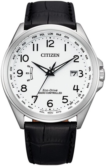 Citizen Herreklokke CB0250 17A Radio Controlled Hvit/Lær Ø43 mm