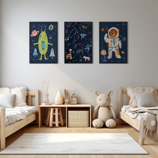 Namly Design Plakat Romfartseventyr Sett av 3 POSTERU9R3J3