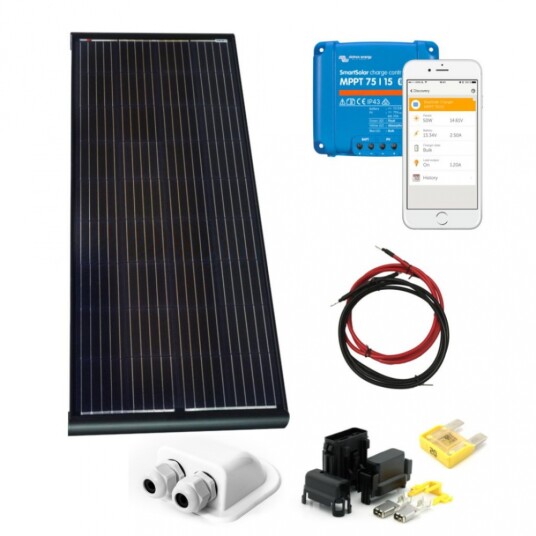 SKANBATT 158x68,5 200w Black Aero komplett kit med Victron BT MPPT. SKANBATT 158x68,5 200w Black Aero komplett kit med Victron BT MPPT.