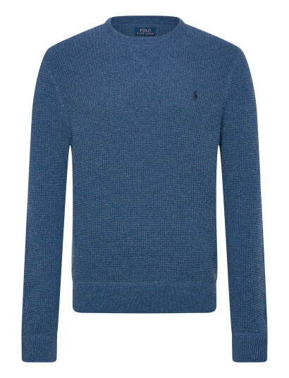 Polo Ralph Lauren Waffle-Knit Wool-Cotton Sweater - Blue - XL Polo Ralph Lauren Waffle-Knit Wool-Cotton Sweater - Blue - XL
