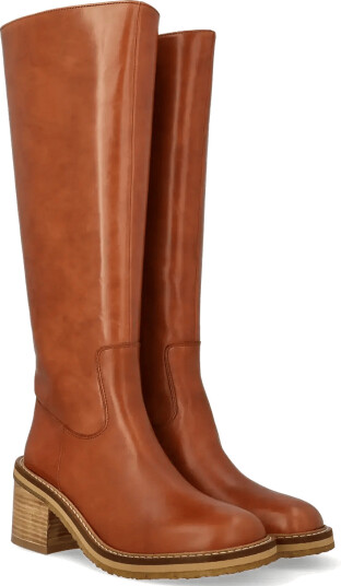 ANGULUS Bootie Block Heel With Zippe Brown 39.5 ANGULUS Bootie Block Heel With Zippe Brown 39.5