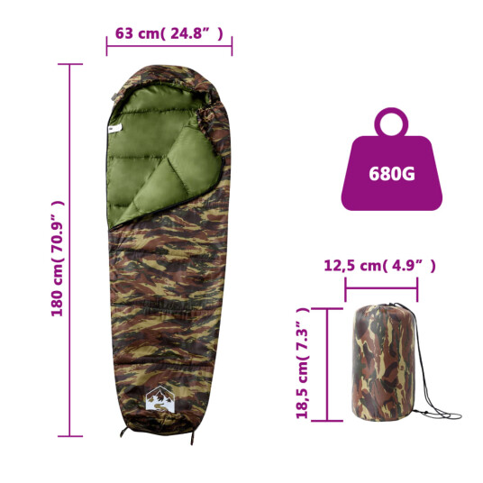 vidaXL Sovepose for voksne camping 3 sesonger