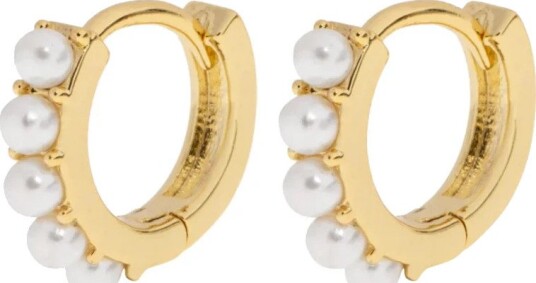 Timi Of Sweden Essie Pearl Hoop Earrings Gold 9mm