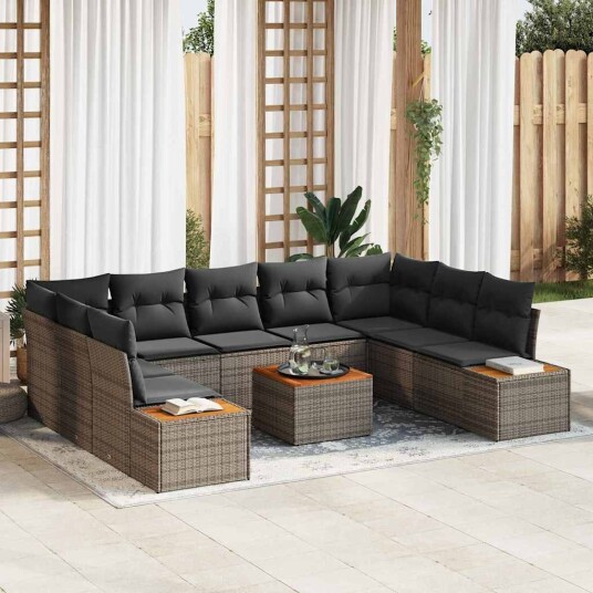 vidaXL Hagesofa Set 5 stk. 9-Antall seter Grå Polyrattan