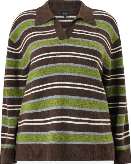 Zizzi Genser Mvista L/S Polo Pullover Brun