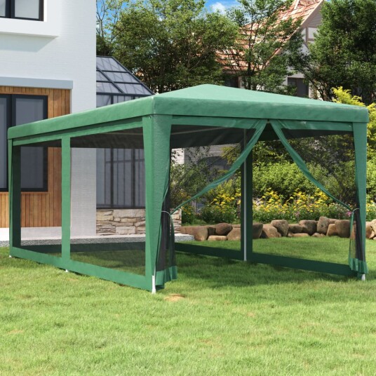 vidaXL Festtelt med 6 sidevegger av netting grønn 3x6 m HDPE vidaXL Festtelt med 6 sidevegger av netting grønn 3x6 m HDPE