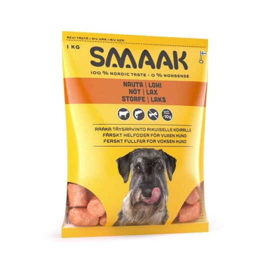 Smaak Raw Dog Adult Complete Storfe & Laks 1Kg