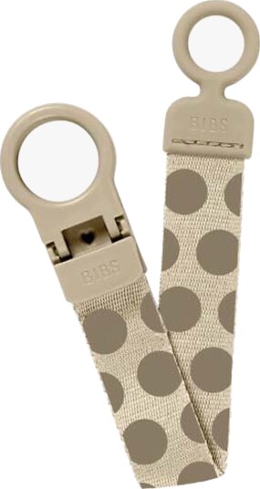 BIBS Studio Pacifier Clip Loop Polka Mega Vanilla Dark Oak