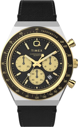 Timex Herreklokke TW2W64300 Q Sort/Lær Ø40 mm Timex Herreklokke TW2W64300 Q Sort/Lær Ø40 mm