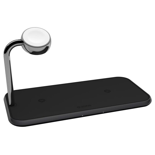 Zens Dual Aluminium Trådløs Lader med Apple Watch Støtte Svart Zens Dual Aluminium Trådløs Lader med Apple Watch Støtte Svart