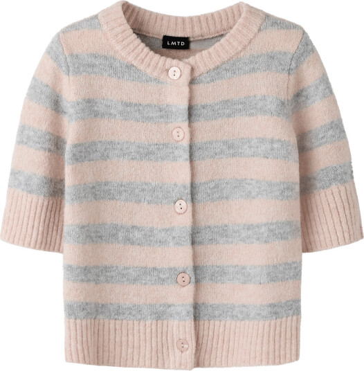 LMTD Nlfbynthe Ss Short Stripe Knit Cardigan Orange 134 140