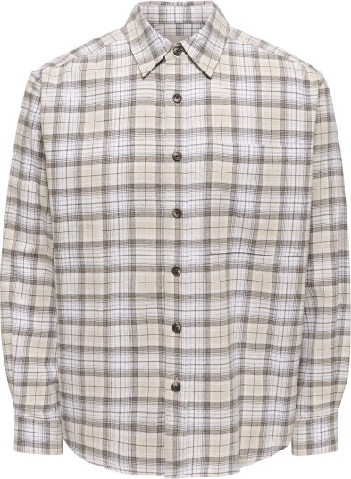 ONLY & SONS Onsgudmund Loose Ls Checked Shirt Beige XXL