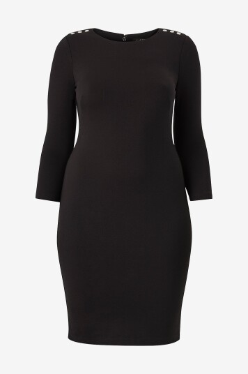 Ralph Lauren Lauren Kjole Modern Ponte dress W/ Trim Svart