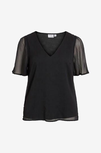 Vila Topp viFalia V neck S/S Top Svart