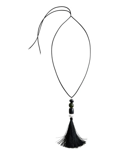 Mango Fringed Bead Necklace Black ONE SIZE Mango Fringed Bead Necklace Black ONE SIZE