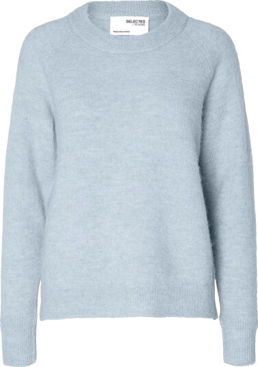 Selected FEMME - Genser slfLulu LS Knit O-neck - Blå