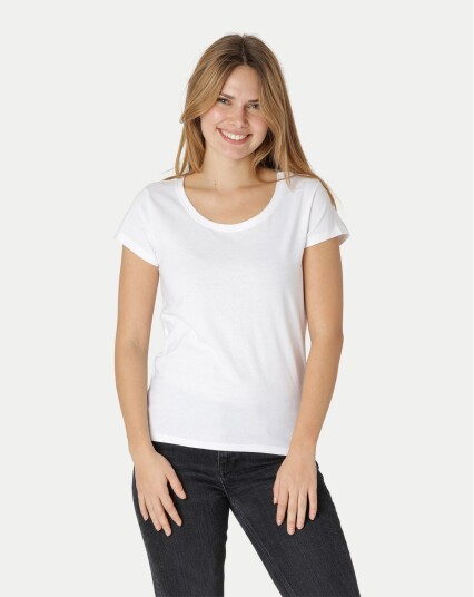 Neutral Organic - Ladies Loose Fit T-shirt Blue / White Striped Hvit