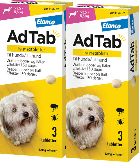 Adtab 112 Mg Tyggetabletter Til Hund 2 X 3 Stk.