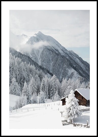 Snow-Covered Cabin in the Alps Plakat Plakat / 21x30cm Snow-Covered Cabin in the Alps Plakat Plakat / 21x30cm