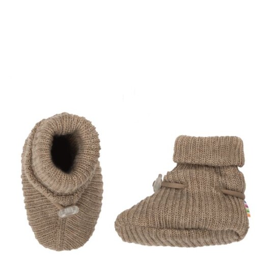 Joha Ribbestrikket ullbooties til baby beige 80