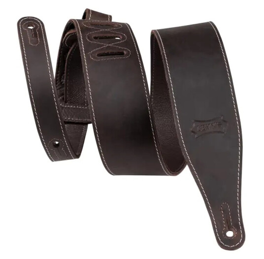Levy"s M17BAS-DBR 2.5” Wide Butter Leather Guitar Strap - Dark Brown