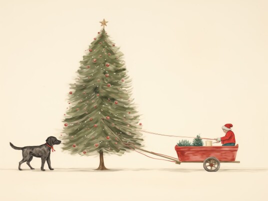 Plakat Juletre og Hund Plakat Juletre og Hund