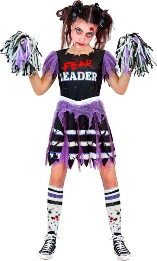 Fear Leader Zombie Cheerleader Kostymekjole til Barn 5 7 ÅR