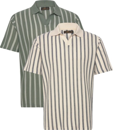 Jack & Jones Jprbluharry Ss Split Neck Polo Sn 2Pk Mp   CreaM