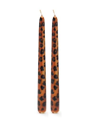 Anna + Nina Leopard Candle - Set Of 2 - Brown - ONE SIZE