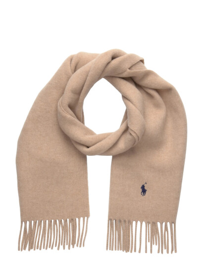 Polo Ralph Lauren Fringe-Trim Wool Scarf - Beige - ONE SIZE