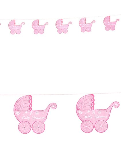 Widmann Rosa Babyshower Barnevogn Banner 275 cm