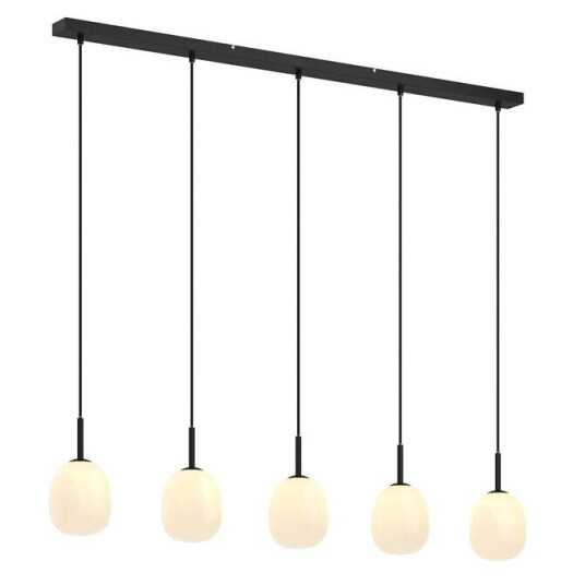 Lindby Etiena pendellampe, 5 lyskilder, opalglass